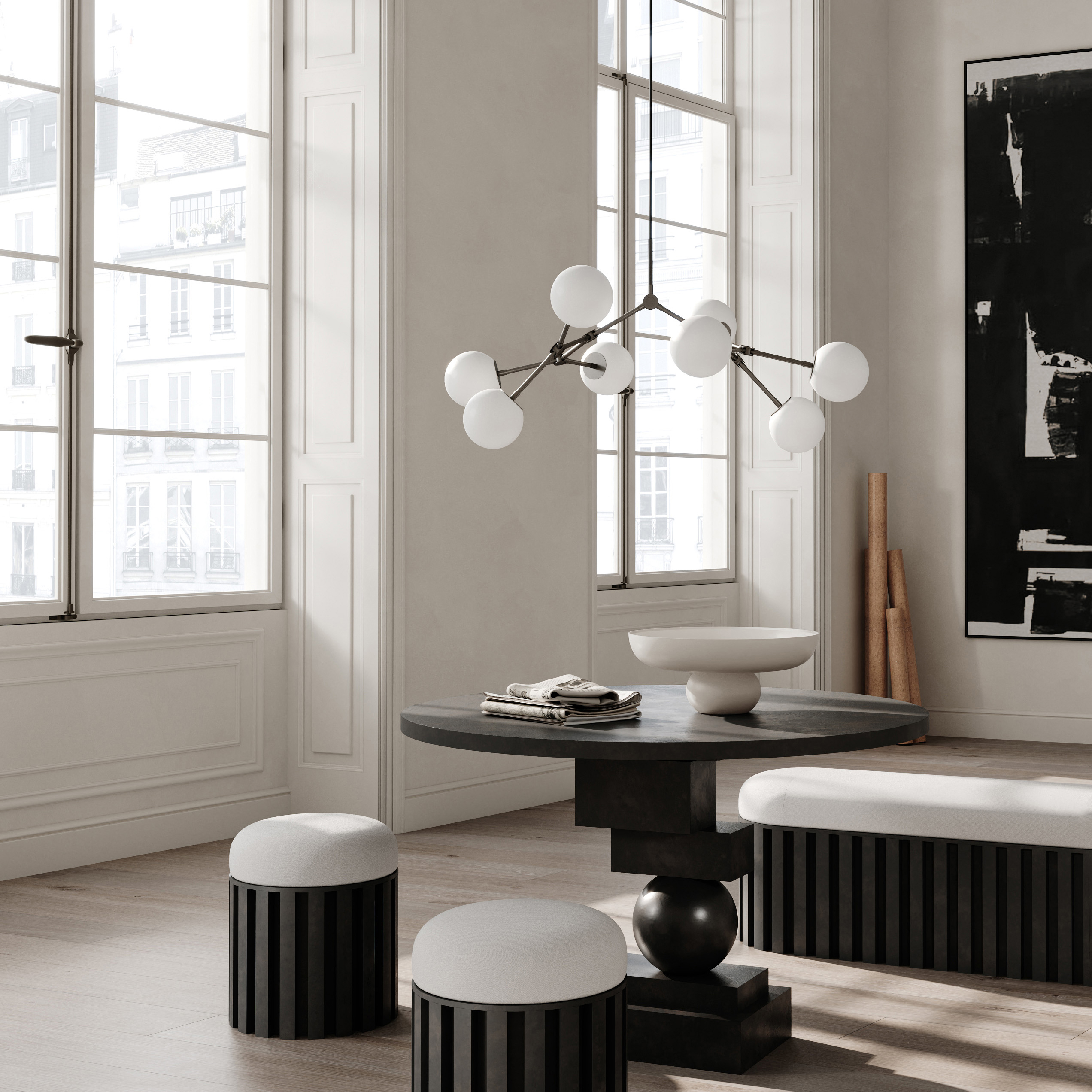 610029 Drop Chandelier Bulp, Mini - Grey (5m) - Mood 1