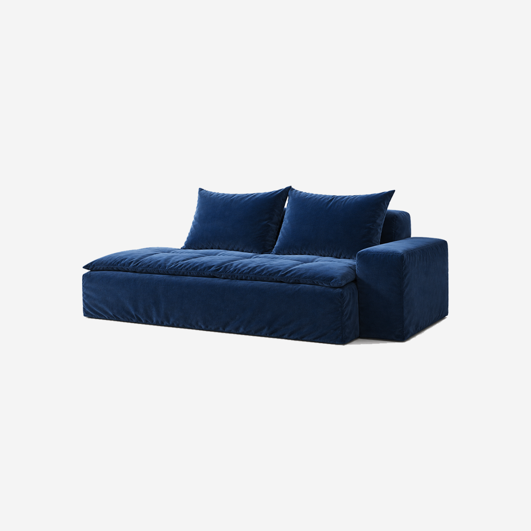 Canapé modulaire en velours bleu nuit