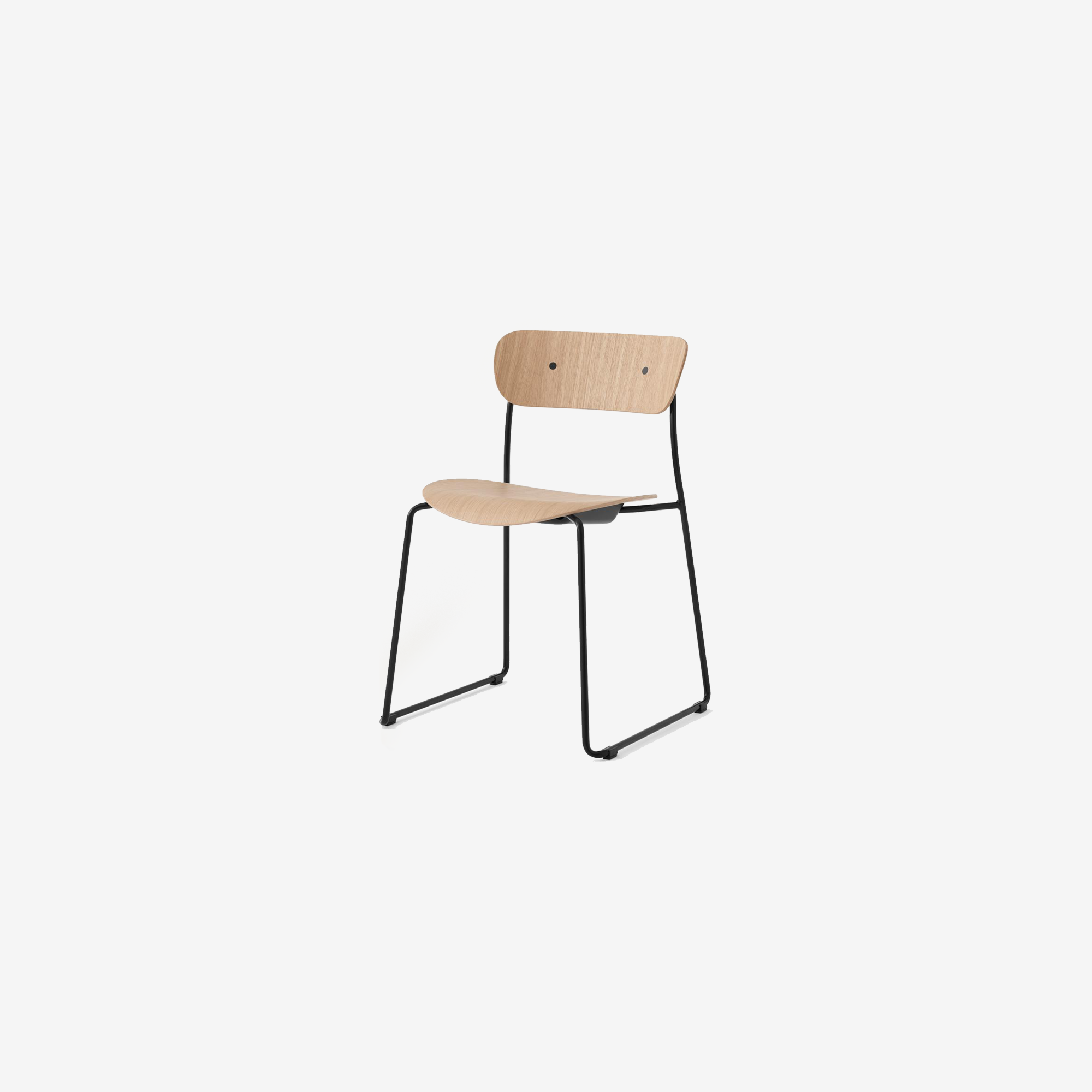 Pavilion Side Chair AV51_Black Sled Frame_Lacquered Oak_Angled Front Chaise Pavilion AV51