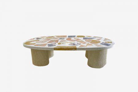 table basse gaïa ovale piètement céramique blanche